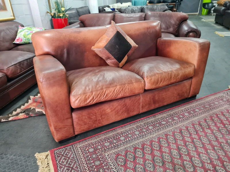 Thick, Comfortable Kudu Leather 1.8m Sofa, AVAILABLE, SOL FURNITURE