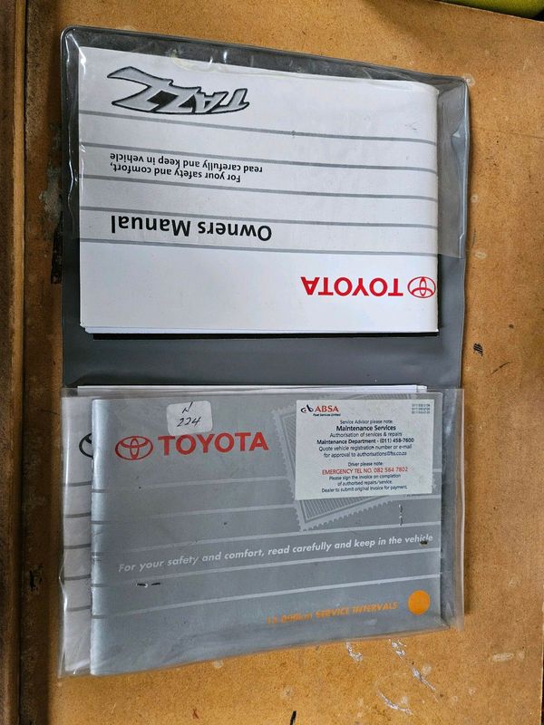Toyota tazz owners manual and service book