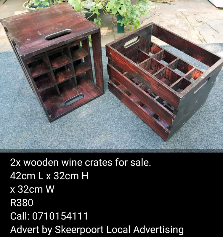 2x wooden wine crates for sale