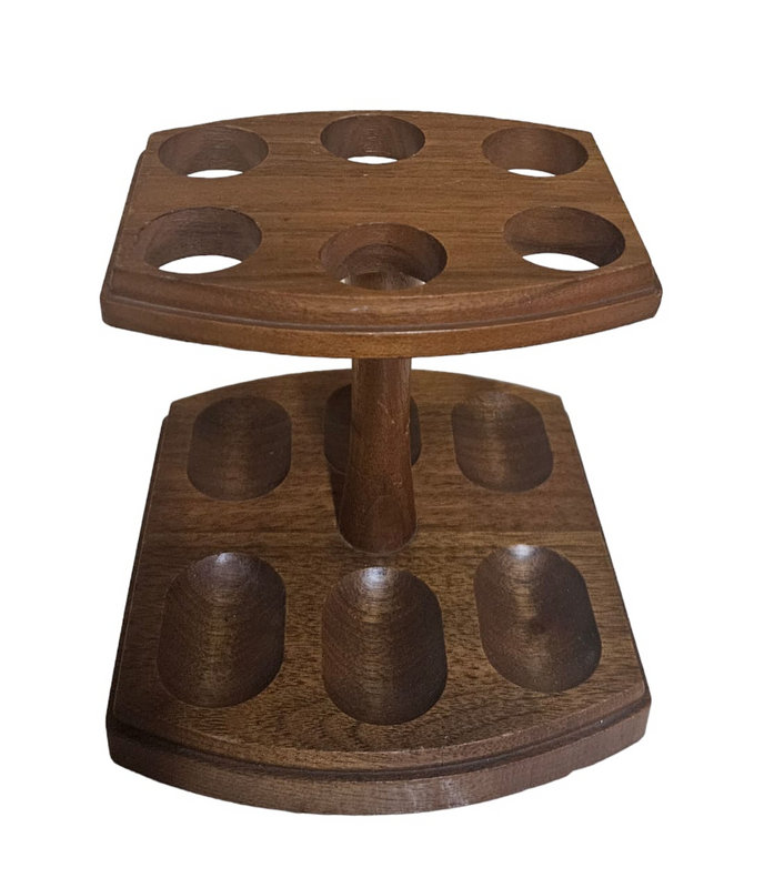 Vintage Solid Teak pipe stand, 6 pipe stand