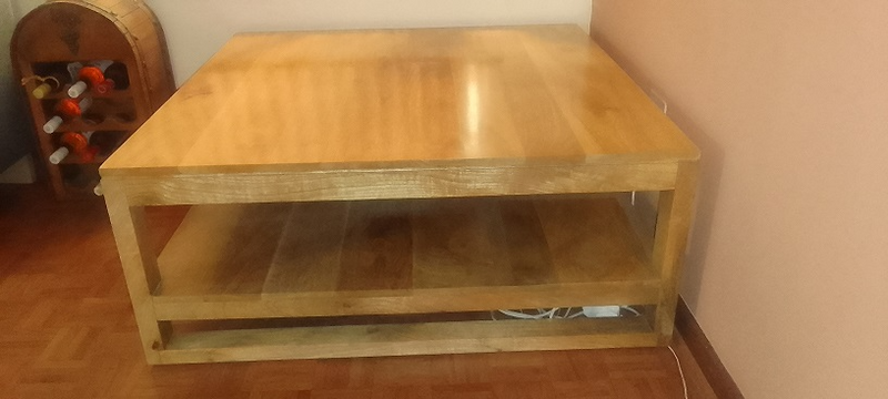 Unique Coricraft large square Mango wood coffee table in excellent condition 1.1m x 1.1m  R2500