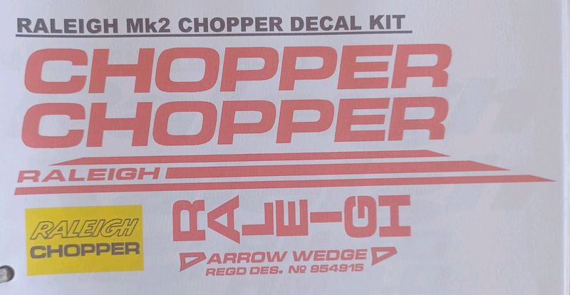 Raleigh Chopper Decals stickers sets