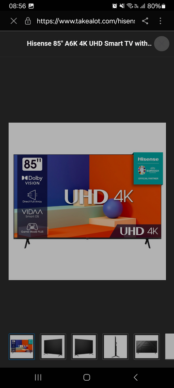 Hisense 85&#34; A6K 4K UHD Smart TV with HDR &amp; Dolby Vision