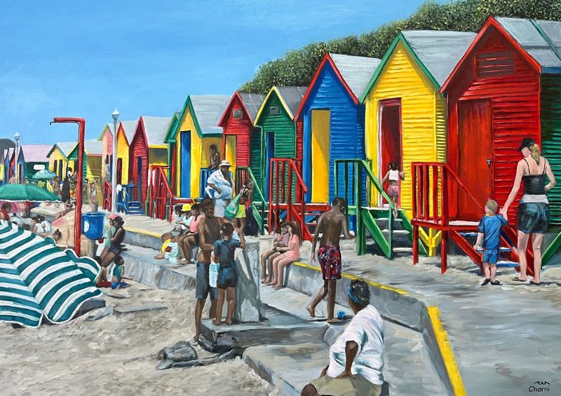 Beach huts painting