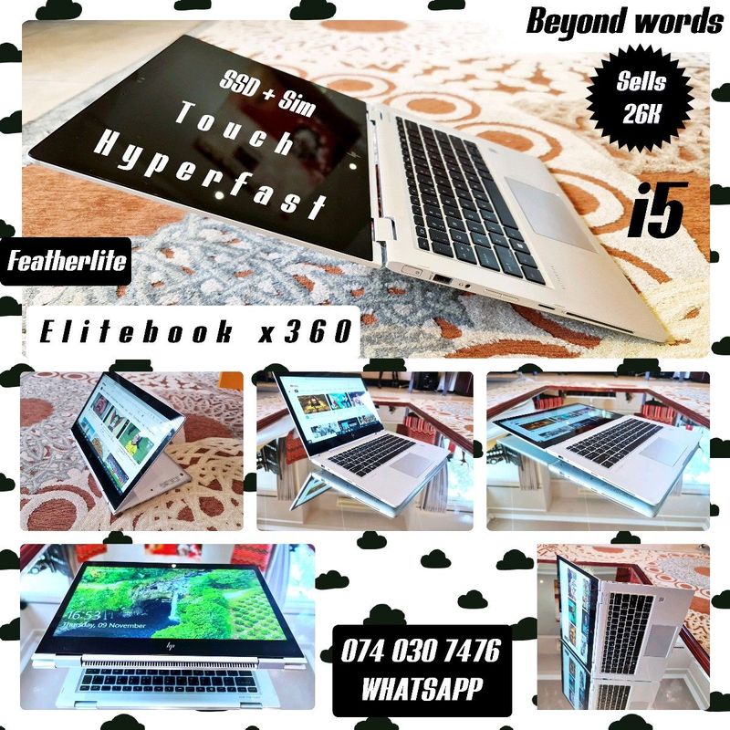 hp elitebook x360 ➡️ touch i5 ☆9hr batt ➡️can use pen! ➡️winner! whatsapp only, ballito