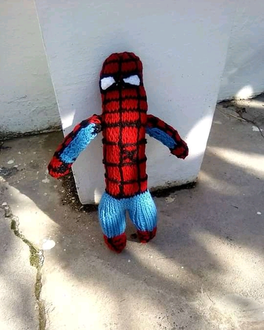 a knitted spiderman