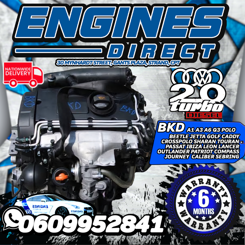 VW and Audi 2.0 TDi Mk5 Golf Jetta A3 and A4 BKD Engine Available at Engines Direct Strand
