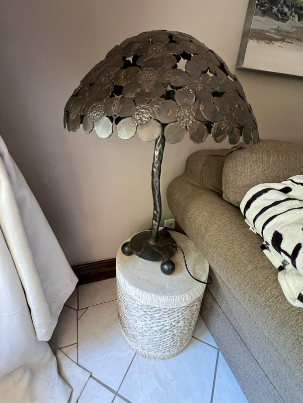 Bronze lamp shade and &#39;stone-pebble&#39; side table set