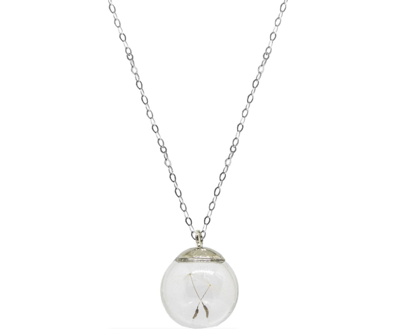 Wishing Ball Dandelion Charm Necklace-