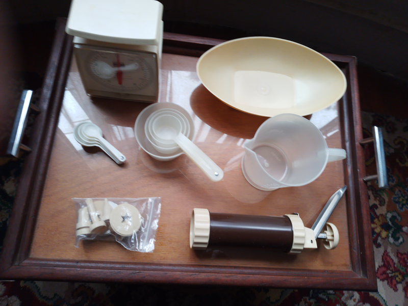 Kitchen Scale and Cake Making Utensils.