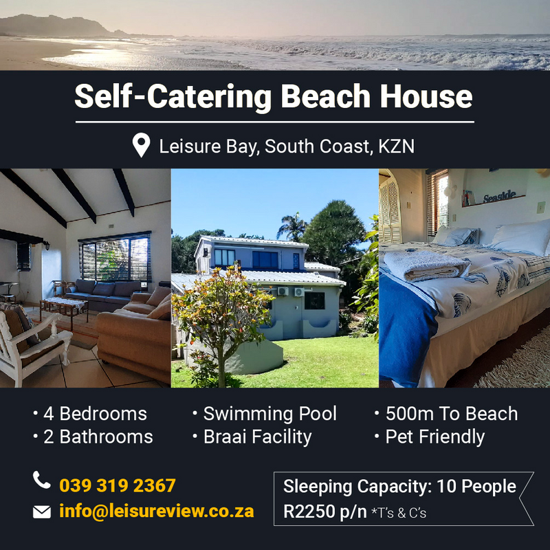 10 Sleeper Self-Catering Beach House | South Coast, Leisure Bay, KZN