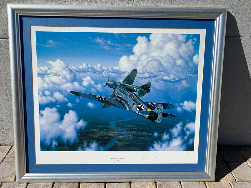A Costly Victory by Stan Stokes. Aviation Art Framed Print 29/950 WWII ME109