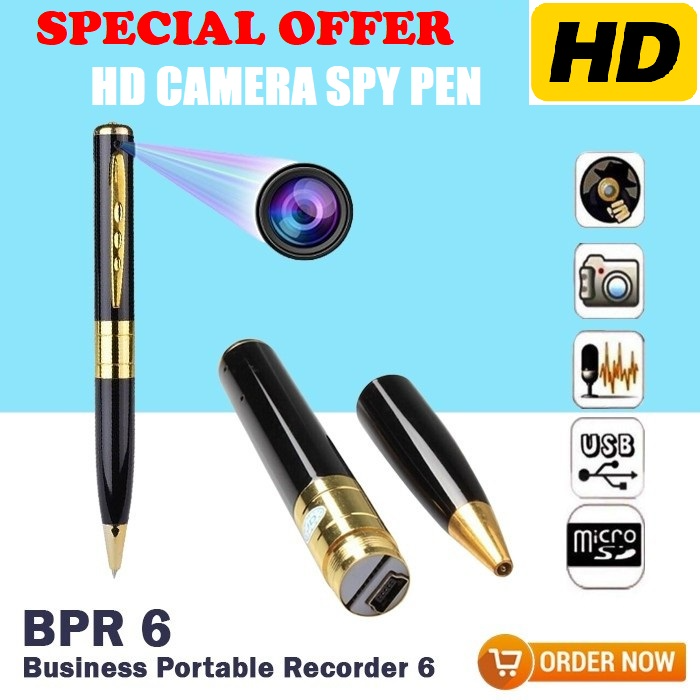 Spy Pen Digital Colour Video Audio Recorder with Micro SD Card Slot. Golden Trim. Brand New Products