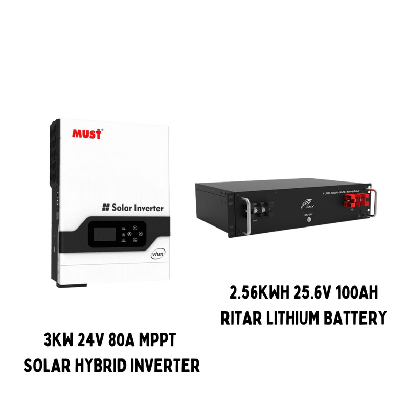 3KW 24V SOLAR BACKUP COMBO WITH LITHIUM BATTERY