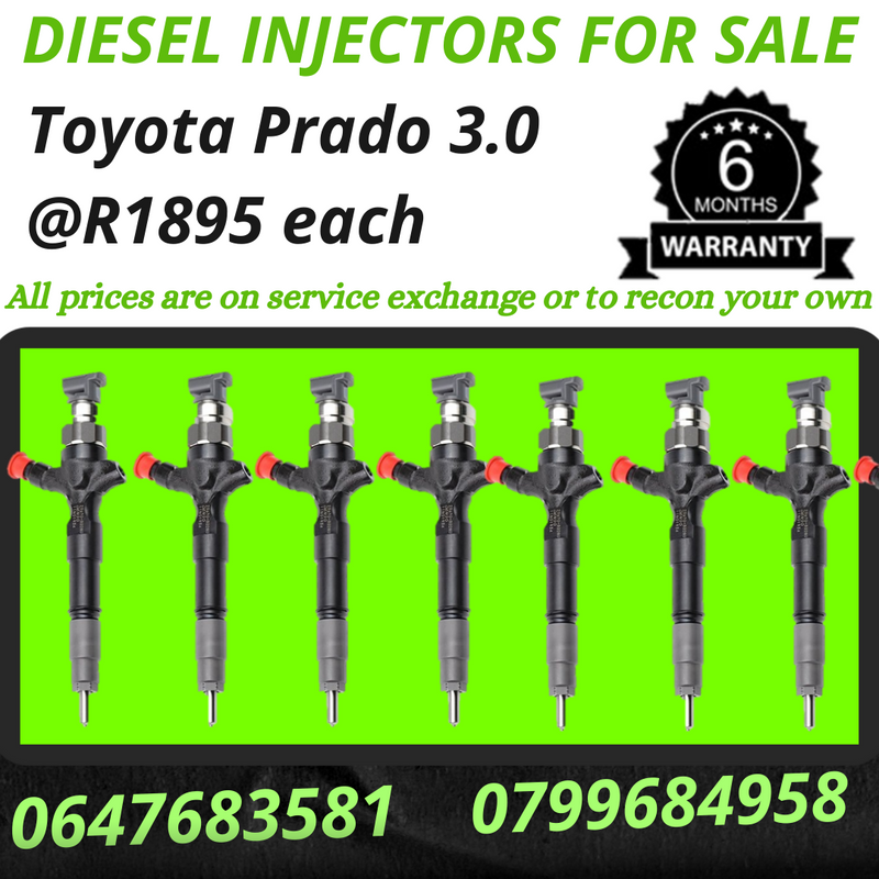 TOYOTA PRADO 3.0 DIESEL INJECTORS FOR SALE WE RECON AND SELL ON EXCHANGE