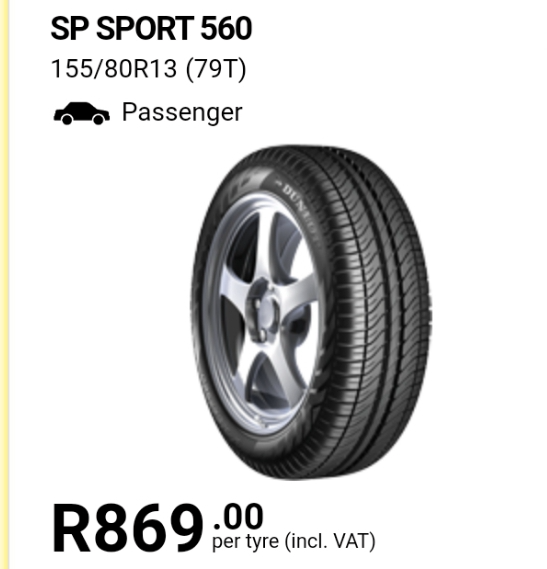 14&#34; Dunlop tyre. Price R600 negotiable