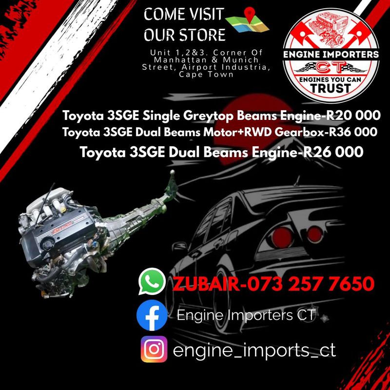 Toyota 3SGE Blacktop Dual Beams 2L 16V Combo now available at ENGINE IMPORTS CAPE TOWN