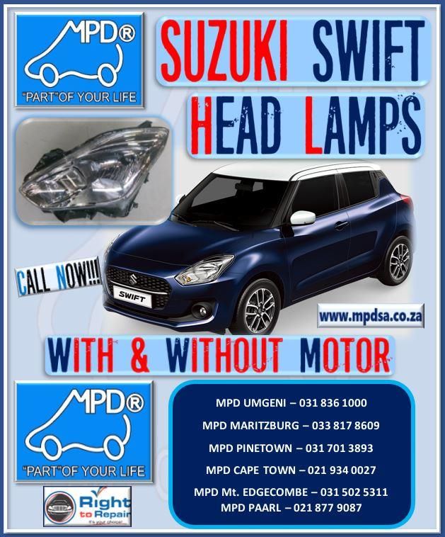 Suzuki Swift &amp; Dzire 2018 onwards Head Lamps availibe. With and without adjustment motor