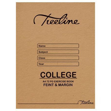 Treeline - A4 College Exercise Book 72 Page Feint And Margin Pack of 20