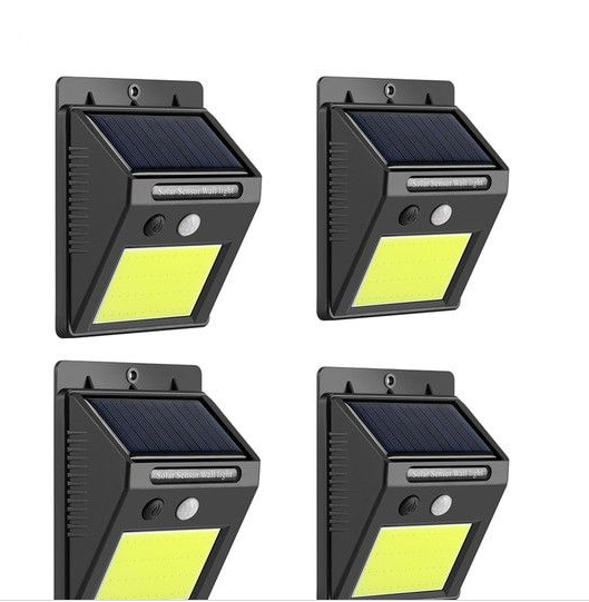 Nearly New 4 Piece COB Solar Power Motion Sensor Wall Light - WORKING COMPLETELY