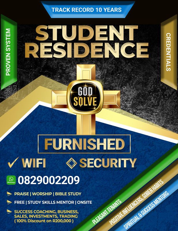 STUDENT ACCOMMODATION IN DURBAN  WITH PRAISE, WORSHIP AND FREE LIFECOACHING MENTORS