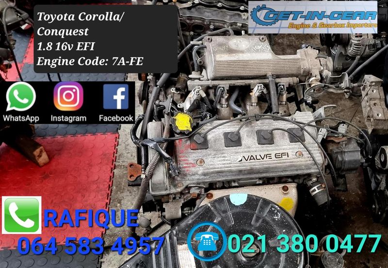 Toyota Corolla 7AFE 1.8 16v LOW MILEAGE IMPORT Engine - GET IN GEAR