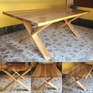 Poplarwood table with cross legs