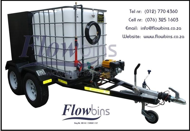 NEW 600 to 2500Lt 186 Bar mobile high pressure washer trailers from R32490