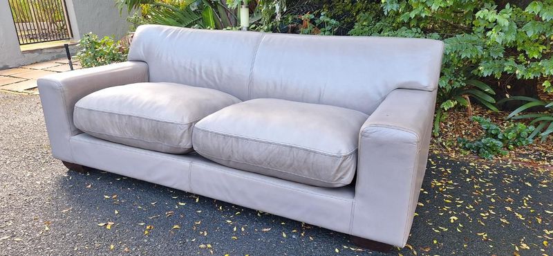 lovely CORICRAFT KARIBA Large Seater Leather Couch Taupe colour 215cm