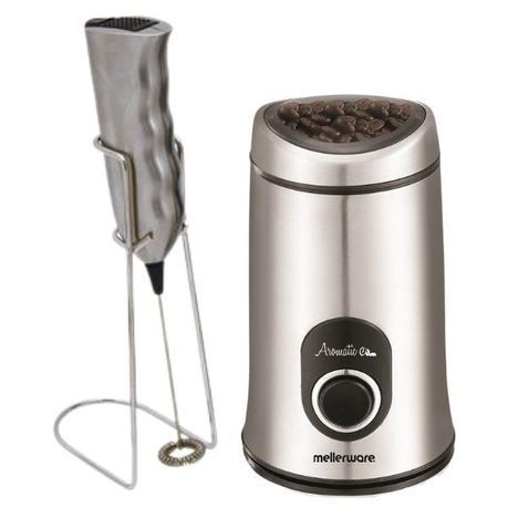 Mellerware - Aromatic Coffee Mill &amp;  Grinder With Milk Frother and Stand