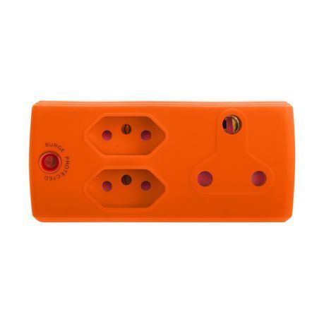 Electricmate 1 x 16amp &#43; 2 x 3 Pin Euro Adaptor Loose Orange