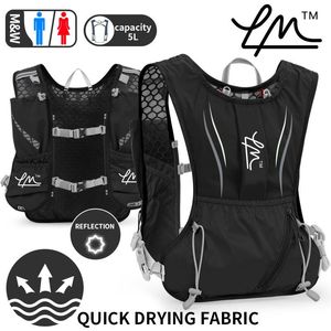 Waterproof 5L running Pack with1.5L bladder and 2*250ml soft flasks