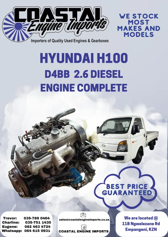 HYUNDAI H100 2.6L DIESEL / D4BB ENGINE COMPLETE