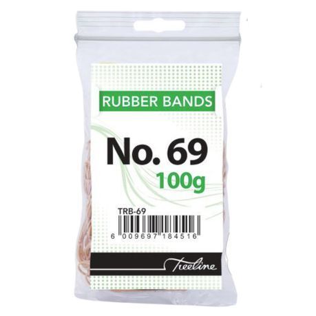 Treeline - No. 69 Rubber Bands - 100gm 150 x 6mm - Pack of 10