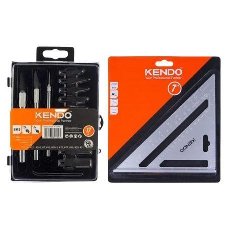 Kendo - Knives and Blades Cutting Set (17 Piece) and Rafter Square Combo