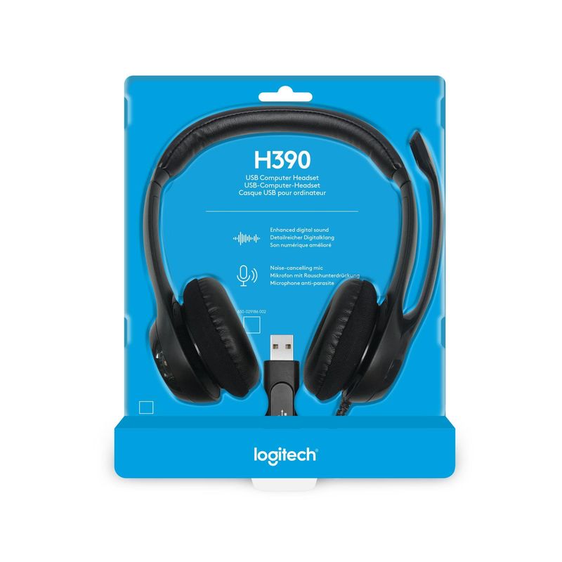 Logitech H390 USB Headset with Noise-Cancelling Mic - Black 981-000406 - Brand New
