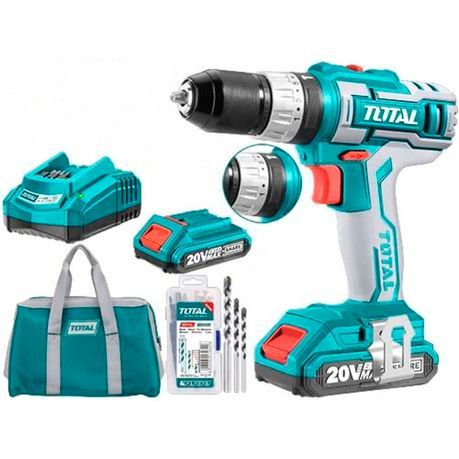 Total Tools 20V Lithium-Ion Impact Cordless Drill with 2 x Batteries &amp;  Charger
