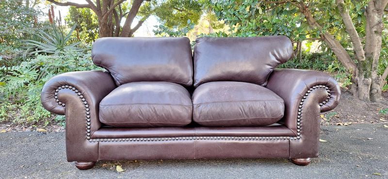 205cm Coricraft Leather Couch Afrique Range in Milano Brown Genuine Leather