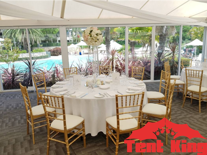 Goldtrim Chairs Tables for Hire Phoenix Chairs, Wimbledon Chairs, Tiffany, Glass Glossy Tables