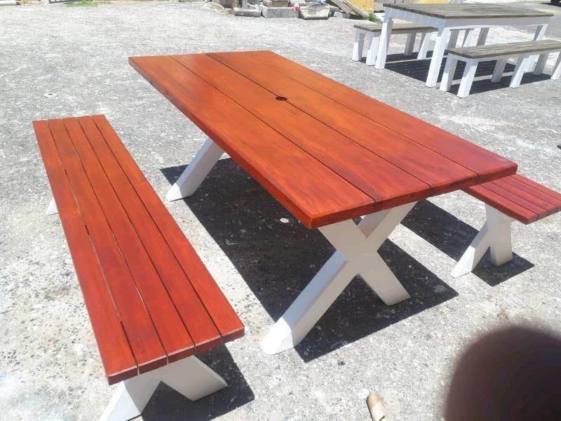 OUTDOOR BENCHES AND INDOOR FURNITURE.