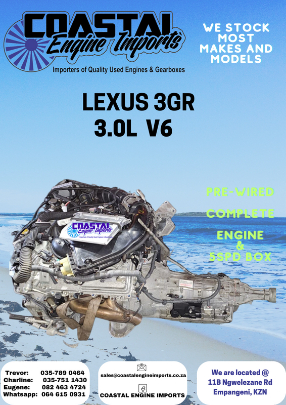 3GR LEXUS 3.0L V6 PRE-WIRED COMPLETE ENGINE &amp; BOX FOR SALE