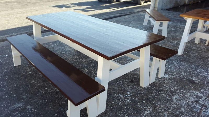 OUTDOOR BENCHES AND INDOOR FURNITURE.