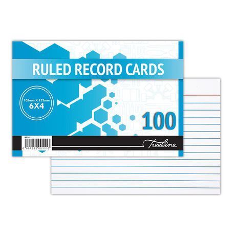 Treeline Ruled Record Cards (6 x 4) Feint - 102 x 152mm