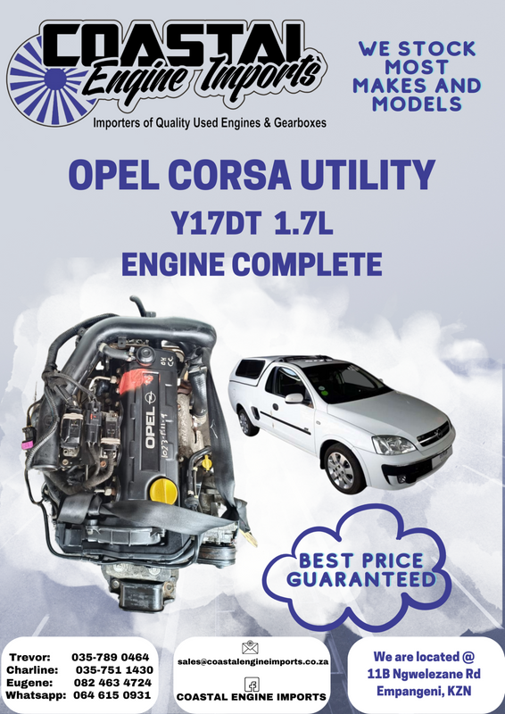 OPEL CORSA UTILITY 1.7L / Y17DT ENGINE COMPLETE