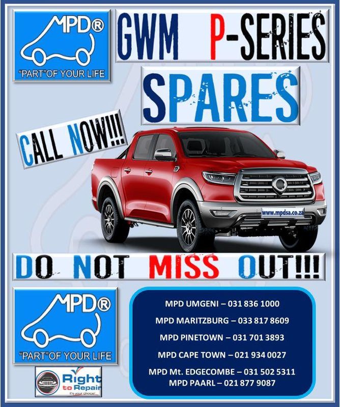 GWM P Series Spares, Body, Service, Brakes and more .... Call now stock is limeted