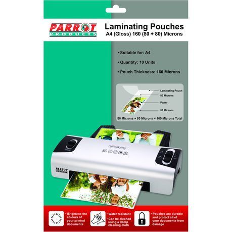 Parrot Laminating Pouch A4 160(80&#43;80) Micron - Pack of 10