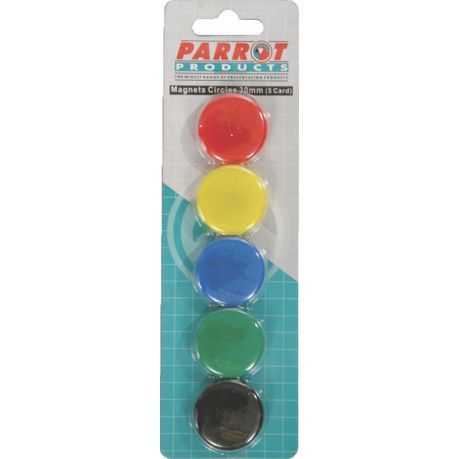 Parrot 30mm Circle Magnets (Pack of 5)