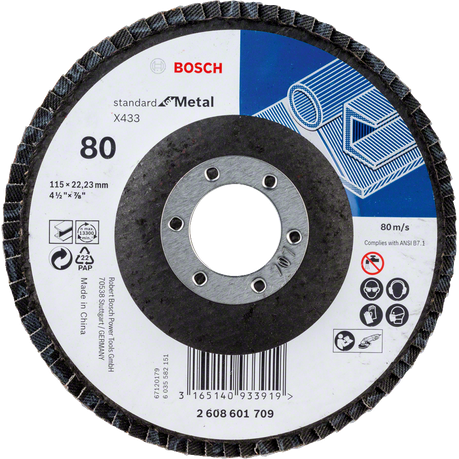 Bosch - Flap disc Standard for Metal 115 mm 22,23 mm 80 straight