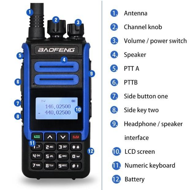 2- Way walkie talkie  Portable Transceiver 10W BF-H7 Radio