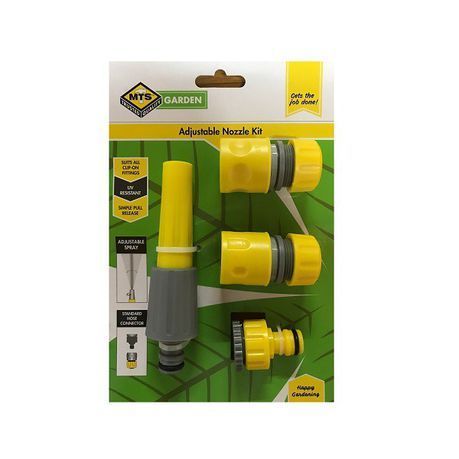 MTS Hose Pipe Fittings and Nozzle Set 4 Piece (12mm 1/2&#34;)